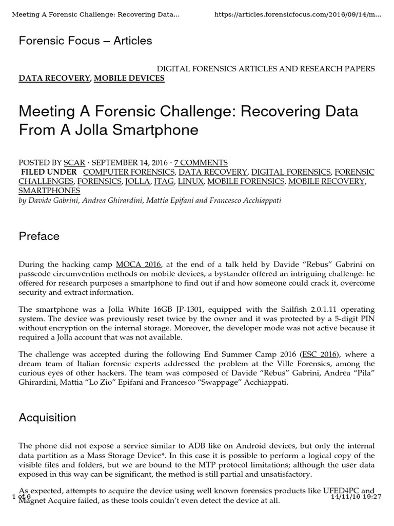 Forensic Data Recovery from Jolla Smartphone | PDF | Usb | File System