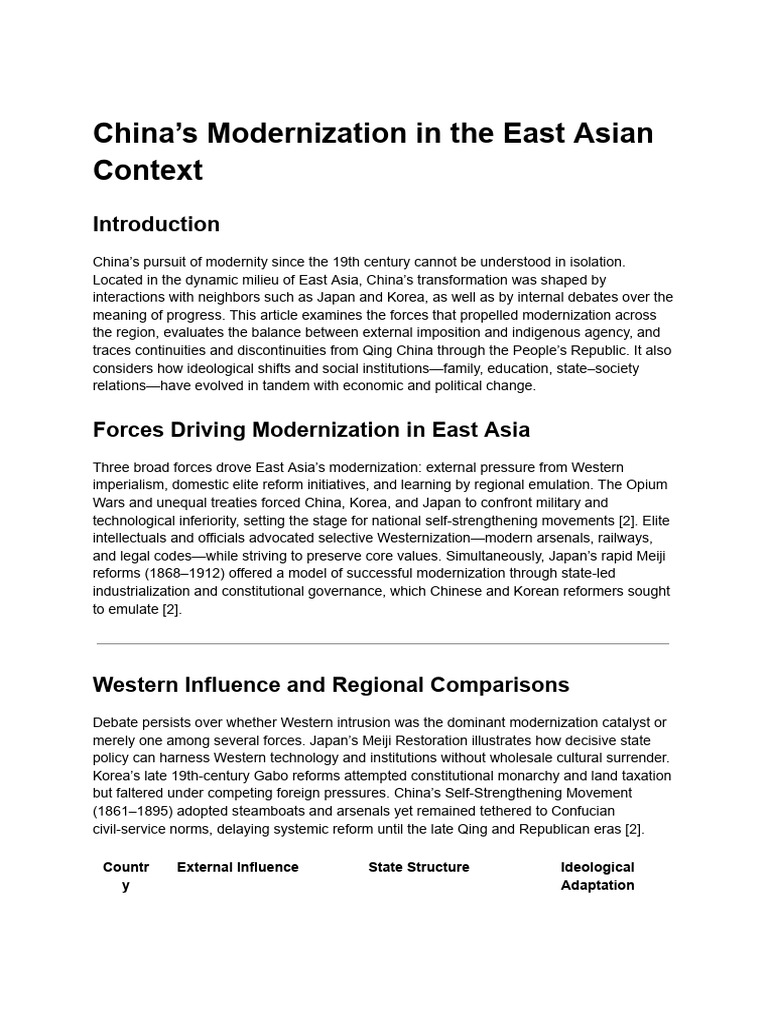 China’s Modernization in East Asia | PDF | East Asia | China