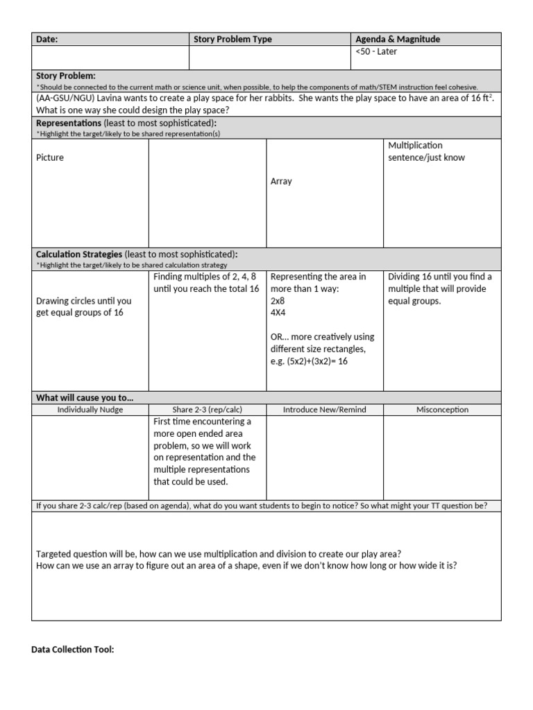 Math Stories Template February #3a | PDF