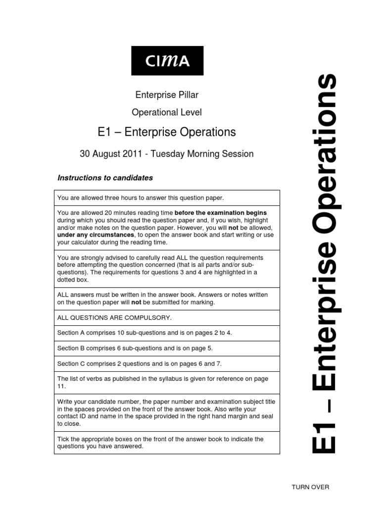 E1 - Enterprise Operations: Enterprise Pillar Operational Level | PDF