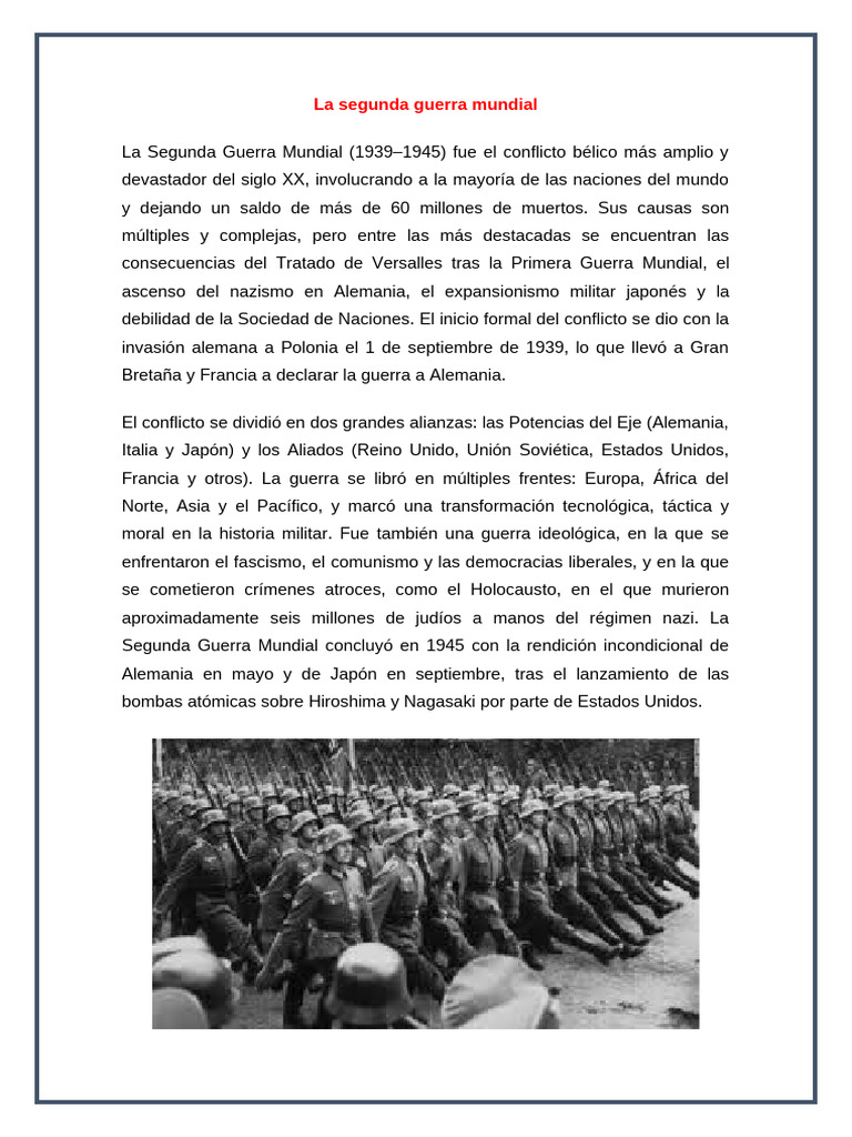 Causas y Consecuencias de la Segunda Guerra Mundial | PDF