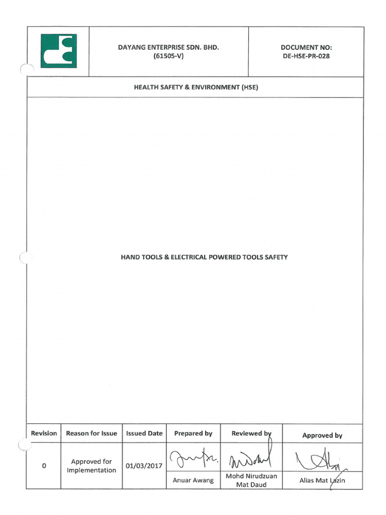 Hand Tools & Electrical Powered Tools Safety | PDF | Mains Electricity ...