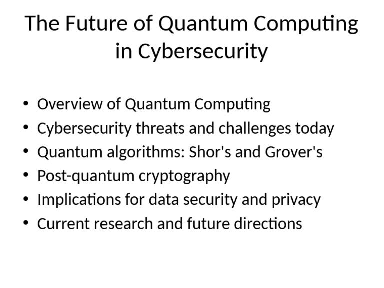 Quantum Computing Cybersecurity | PDF
