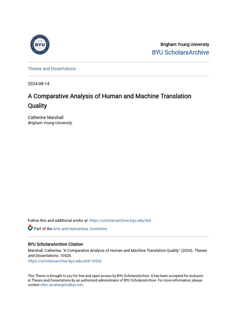 A Comparative Analysis of Human and Machine Translation Quality | PDF ...