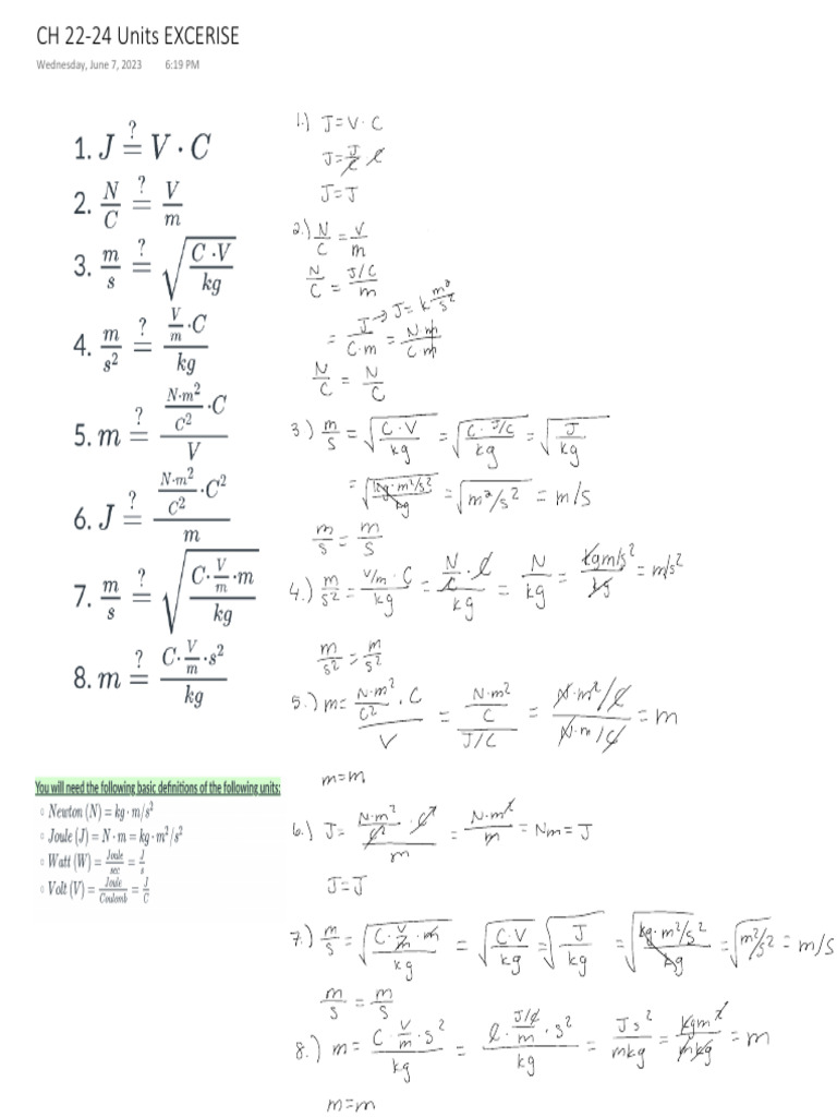 CH 22-24 Units Excerise | PDF
