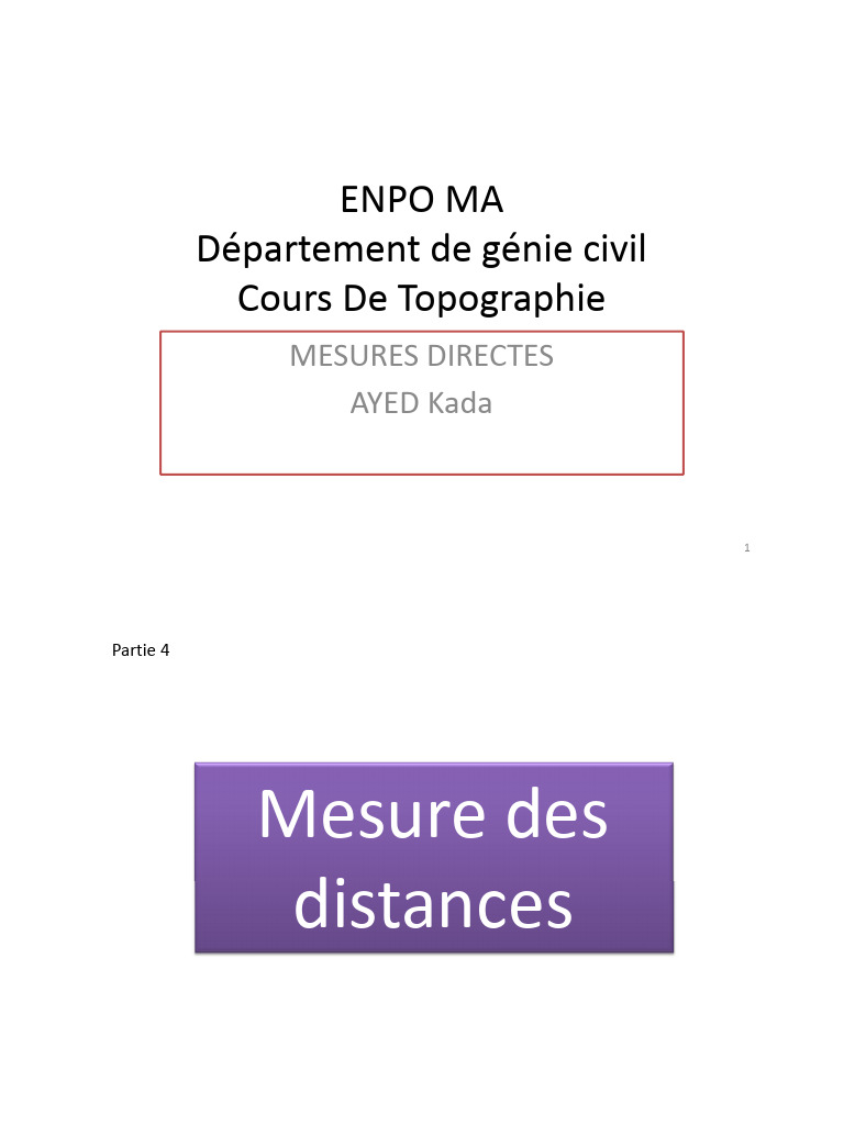 Mesures de distances en topographie | PDF | Mètre | Longueur