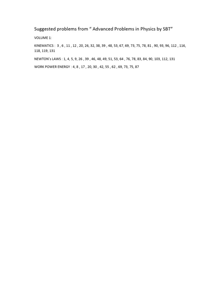 Advanced Physics Problem Suggestions | PDF