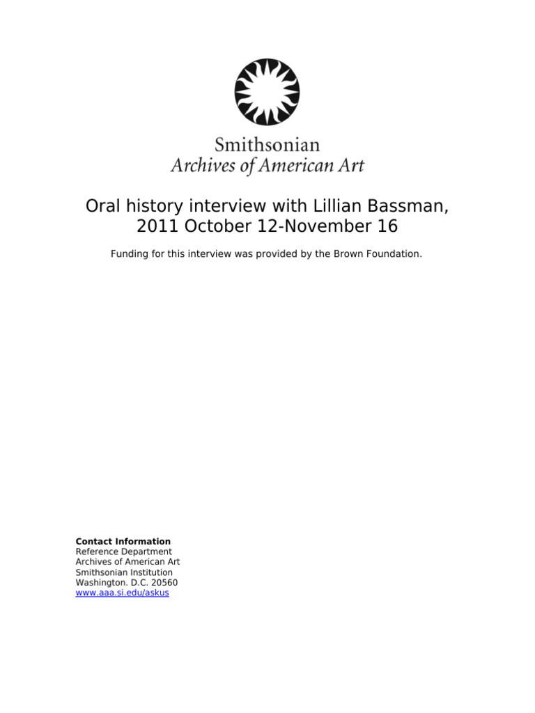 Lillian Bassman Oral History Interview | PDF