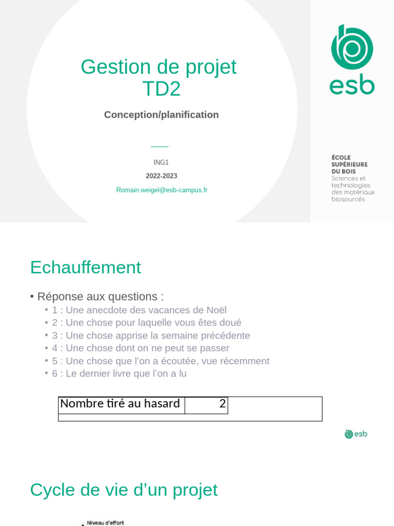 Gestion de projet : Conception et budget | PDF | Planification ...
