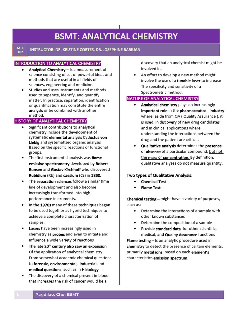 Trans Analytical Chemistry MIDTERMS | PDF | Analytical Chemistry ...