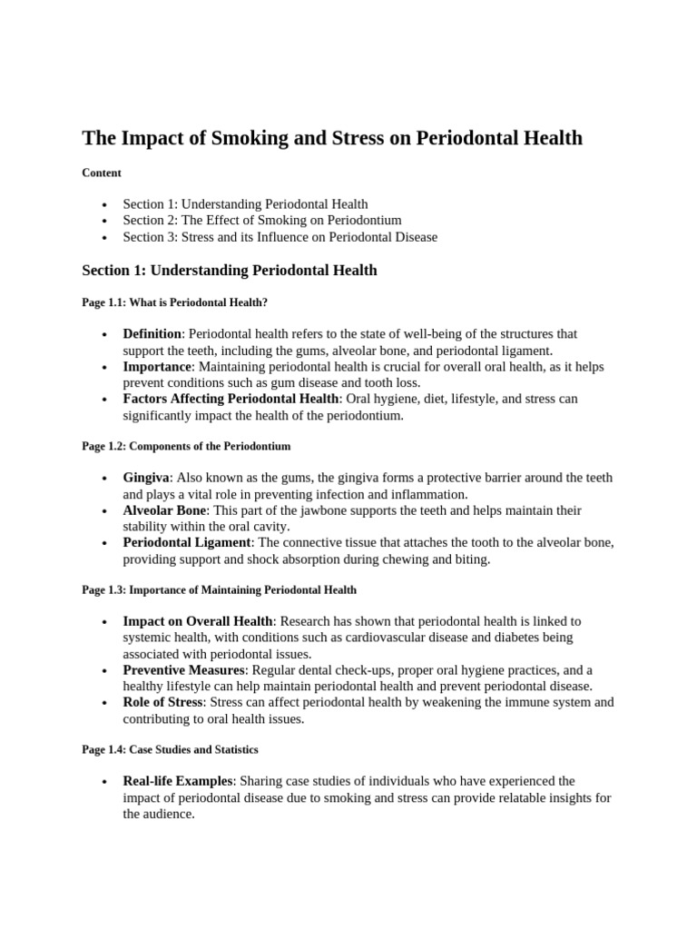 The Impact of Smoking and Stress On Periodontal Health | PDF ...
