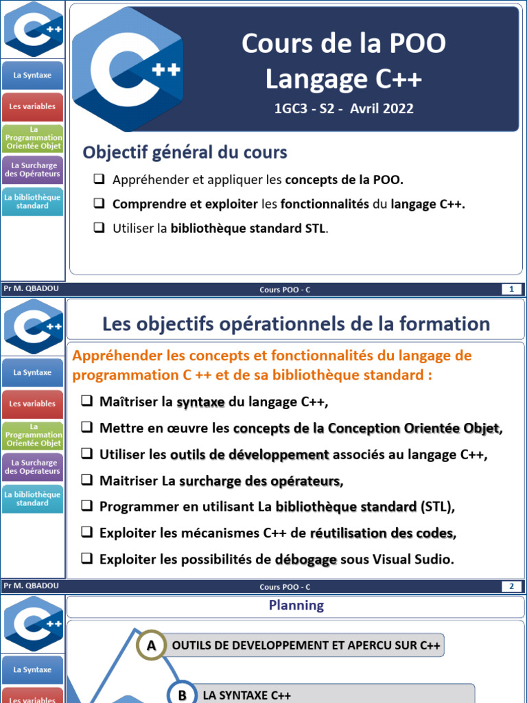 Cours de Programmation Orientée Objet en C++ | PDF | C ...