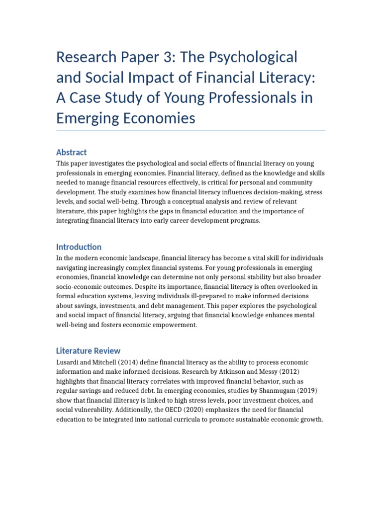 Impact of Financial Literacy on Young Professionals | PDF | Literacy ...