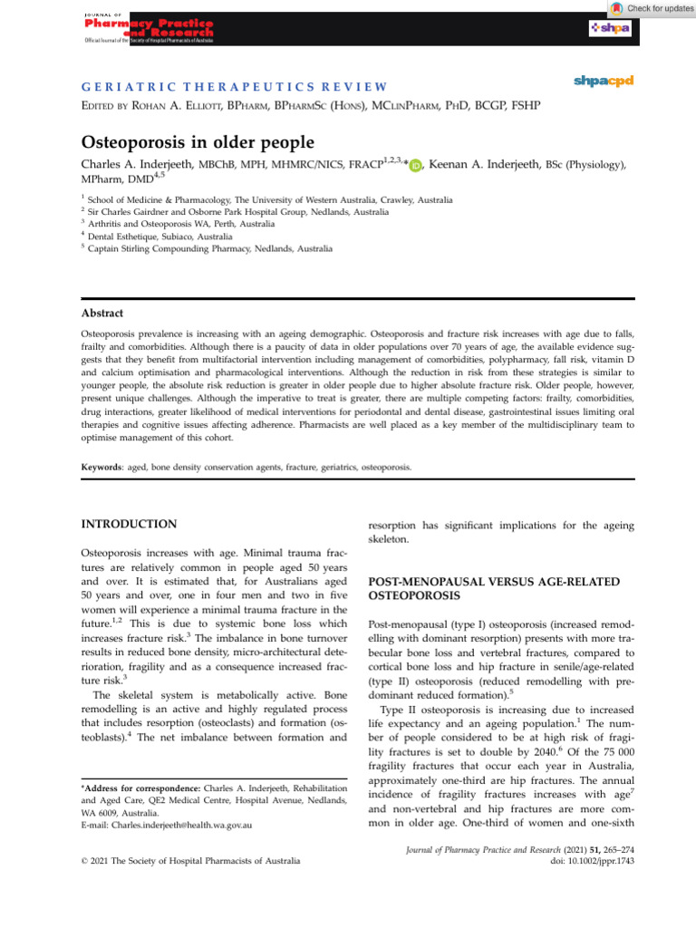 Osteoporosis Management in Older Adults | PDF | Osteoporosis | Vitamin D