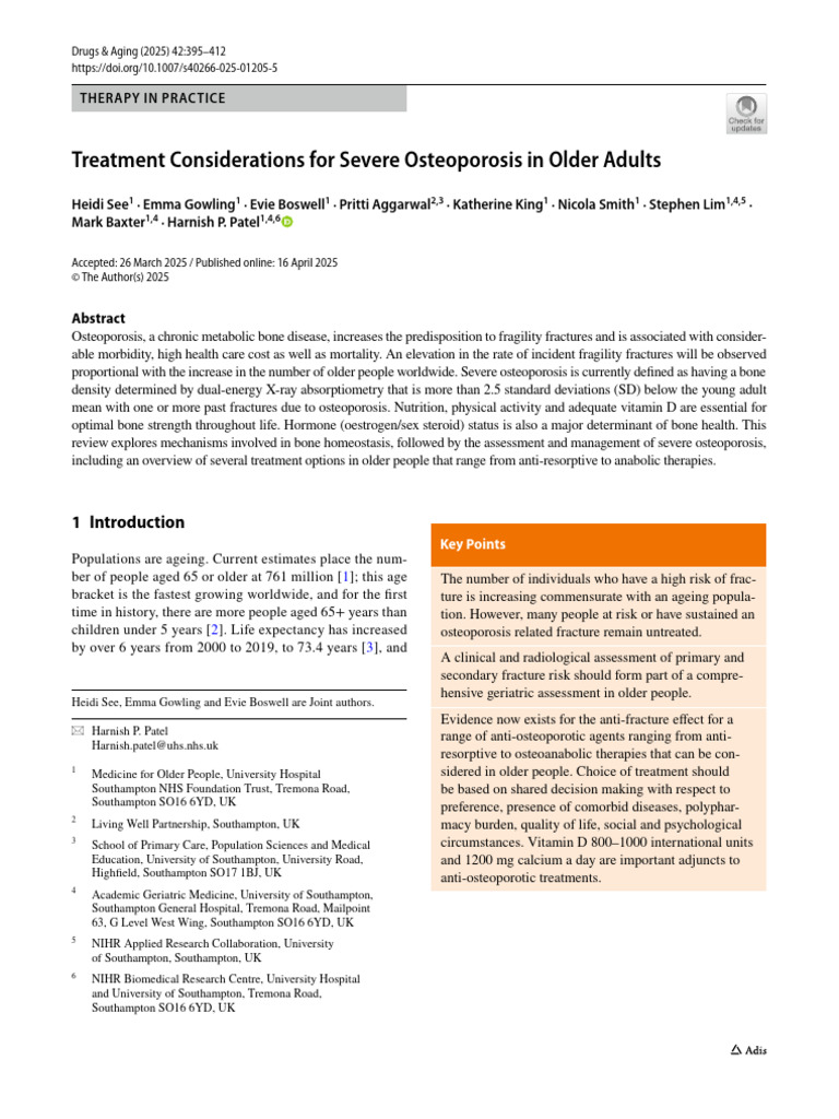 Treatment Considerations For Severe Osteoporosis in Older Adults | PDF ...
