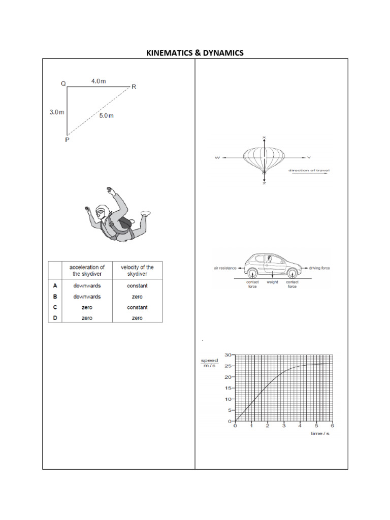 Kinematics and Dynamics Practice Problems | PDF | Force | Acceleration