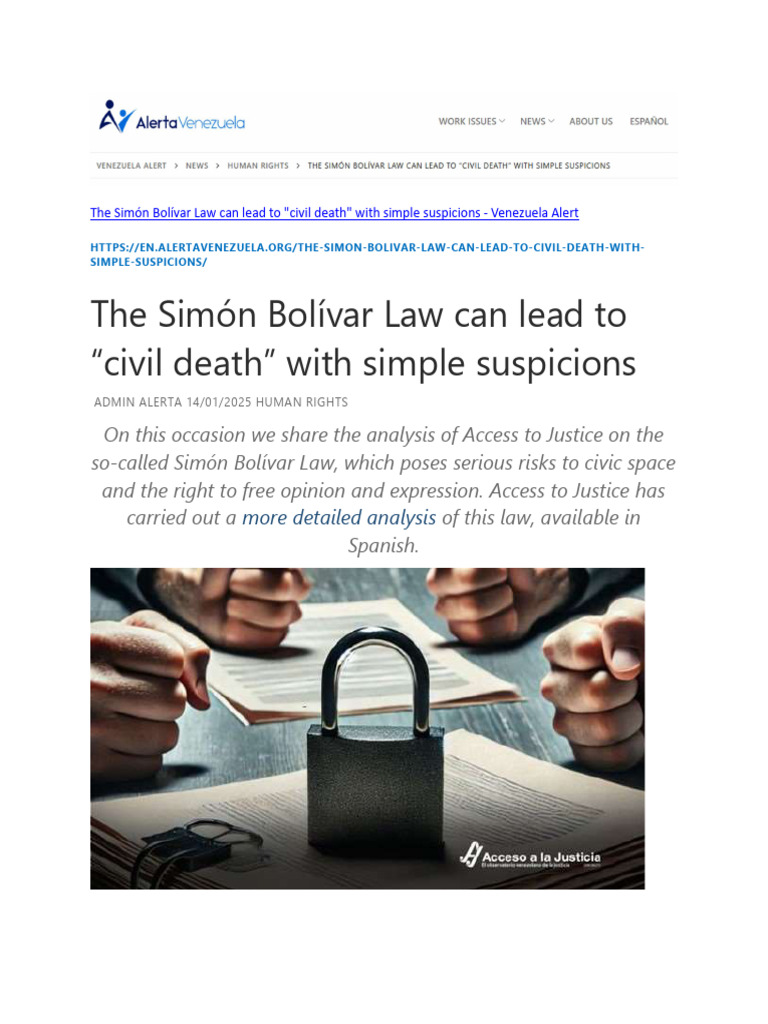 Simón Bolívar Law: Risks of Civil Death | PDF | Venezuela | Justice