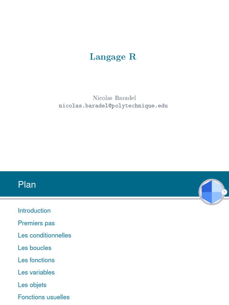 Introduction au langage R par Baradel | PDF | Langage de programmation ...