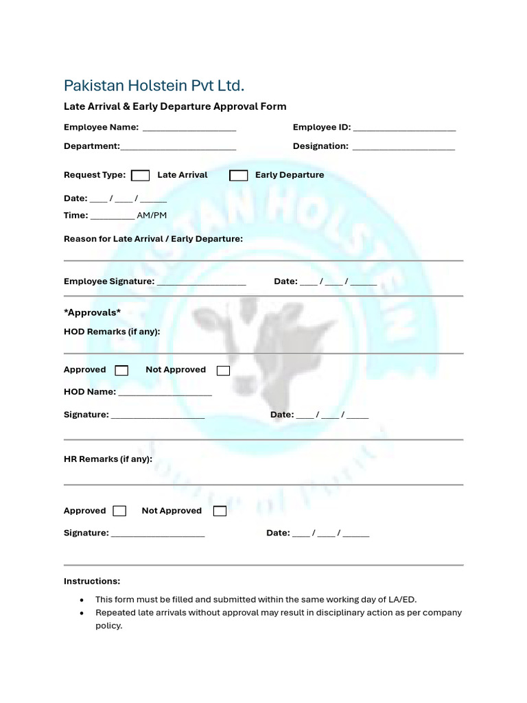 Early Departure Approval Form | PDF