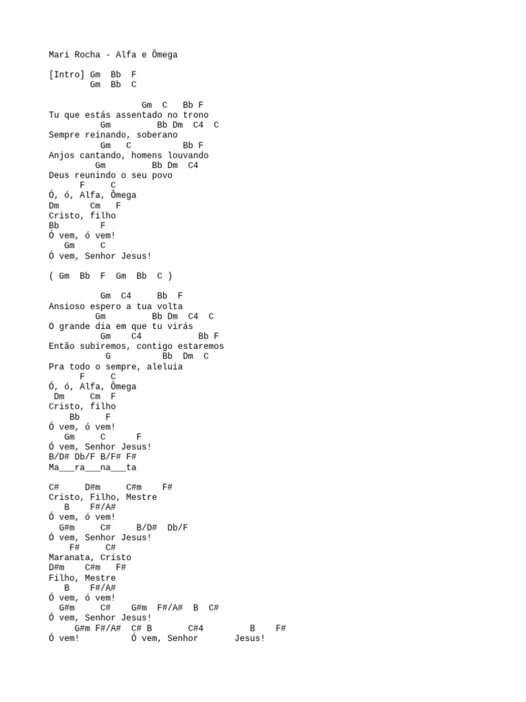 Alfa e Ômega - Letra de Mari Rocha | PDF