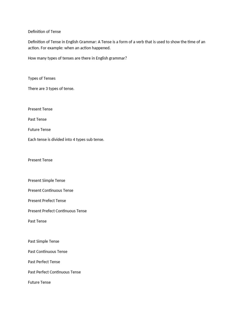 Tense Definition, Uses, Function Etc | PDF