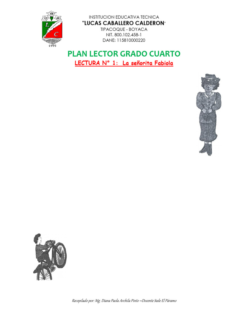 Plan Lector Grado Cuarto Pdf Telaraña Araña
