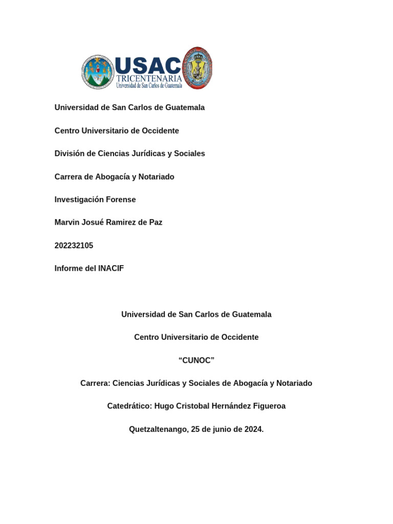 Informe sobre el INACIF en Guatemala | PDF | Ciencia forense ...