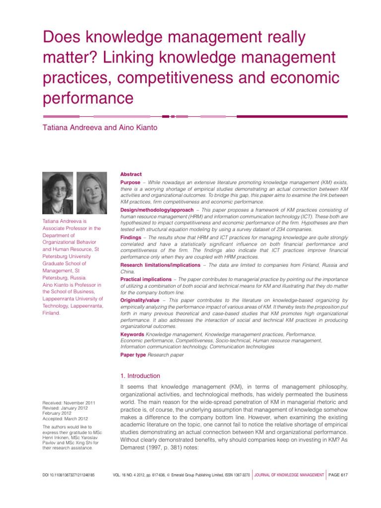 Impact of KM on Competitiveness & Performance | PDF | Knowledge ...