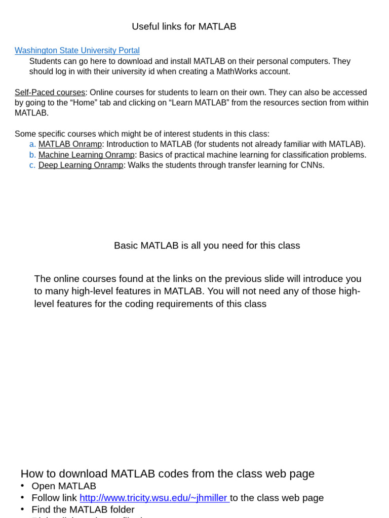 MATLAB Resources for WSU Students | PDF | Matlab | Matrix (Mathematics)