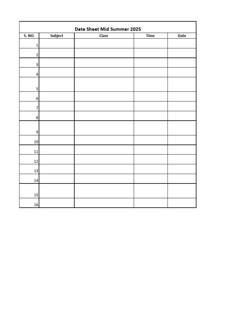 Mid Summer 2025 Exam Schedule | PDF