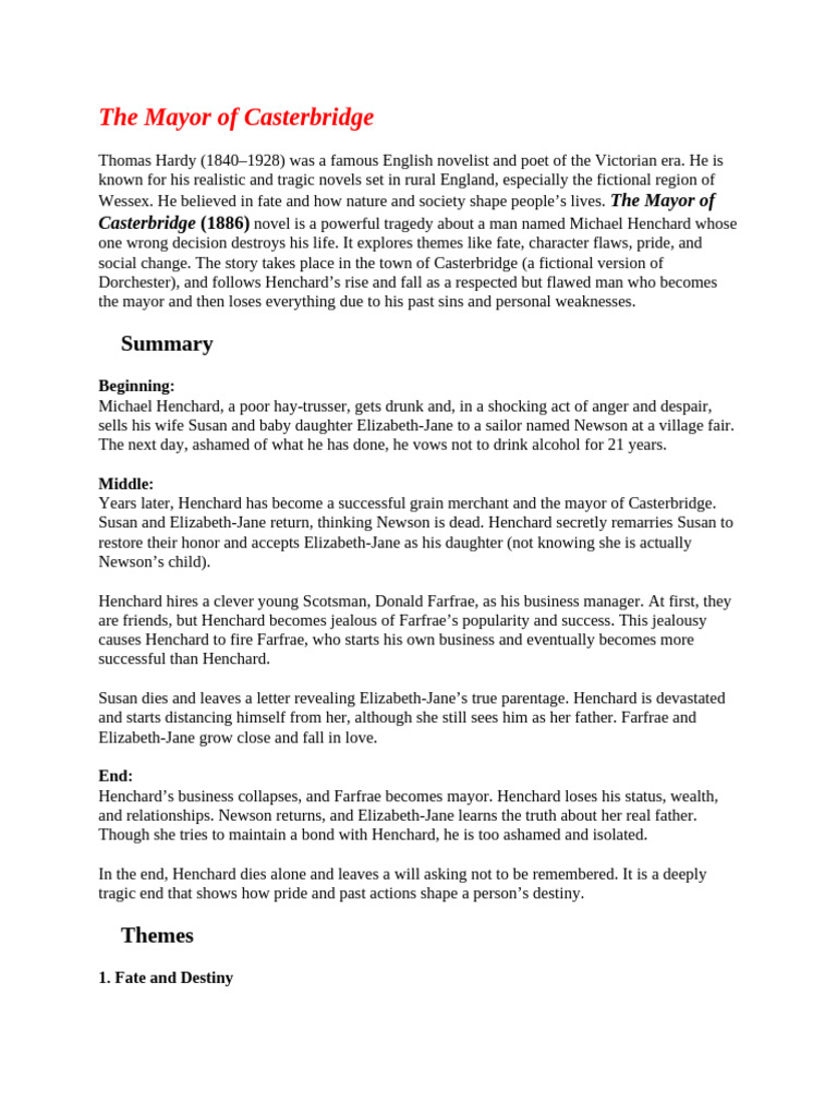 Tragic Downfall in Casterbridge PDF