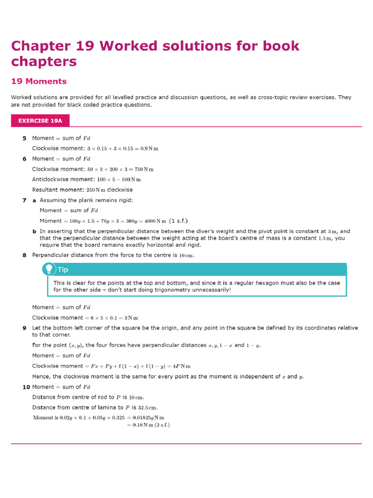 Worked Solutions To Chapter 19 | PDF