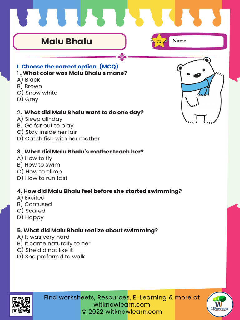 class 5 english chapter 10 malu bhalu question answer