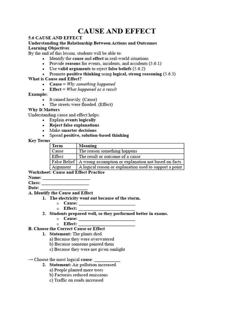 Understanding Cause and Effect Relationships | PDF | Causality | Argument