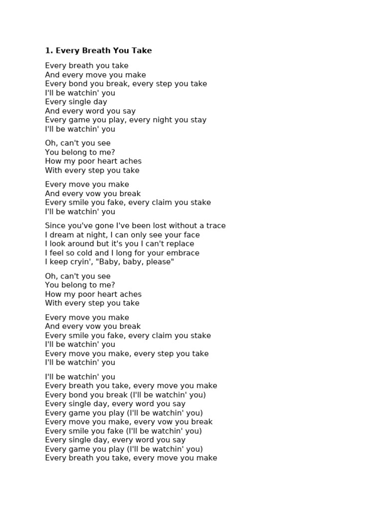 Iconic Song Lyrics Collection | PDF