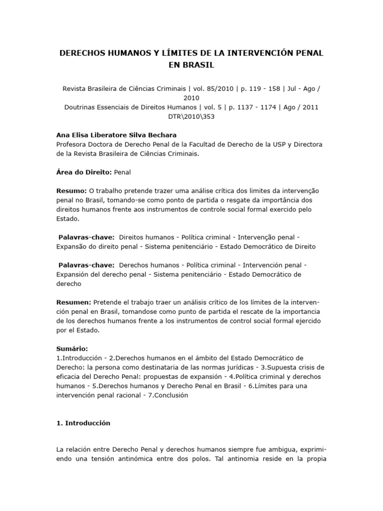 Derechos Humanos y Penal en Brasil | PDF | Derecho penal | Crimen y ...