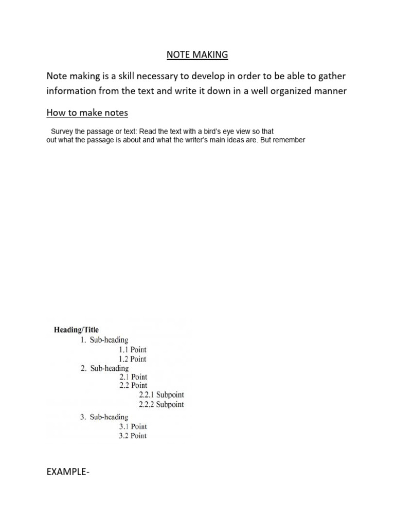 Written Work of Note Making | PDF