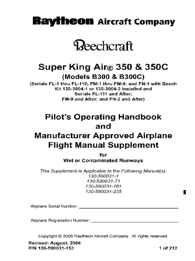 Super King Air 350 Wet Runway Manual | PDF | Runway | Snow