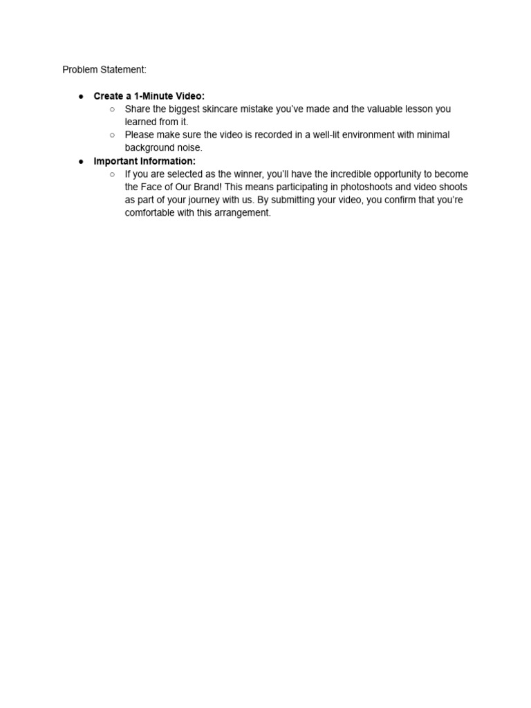 676c23088124b Skincare Internship - Problem Statement | PDF
