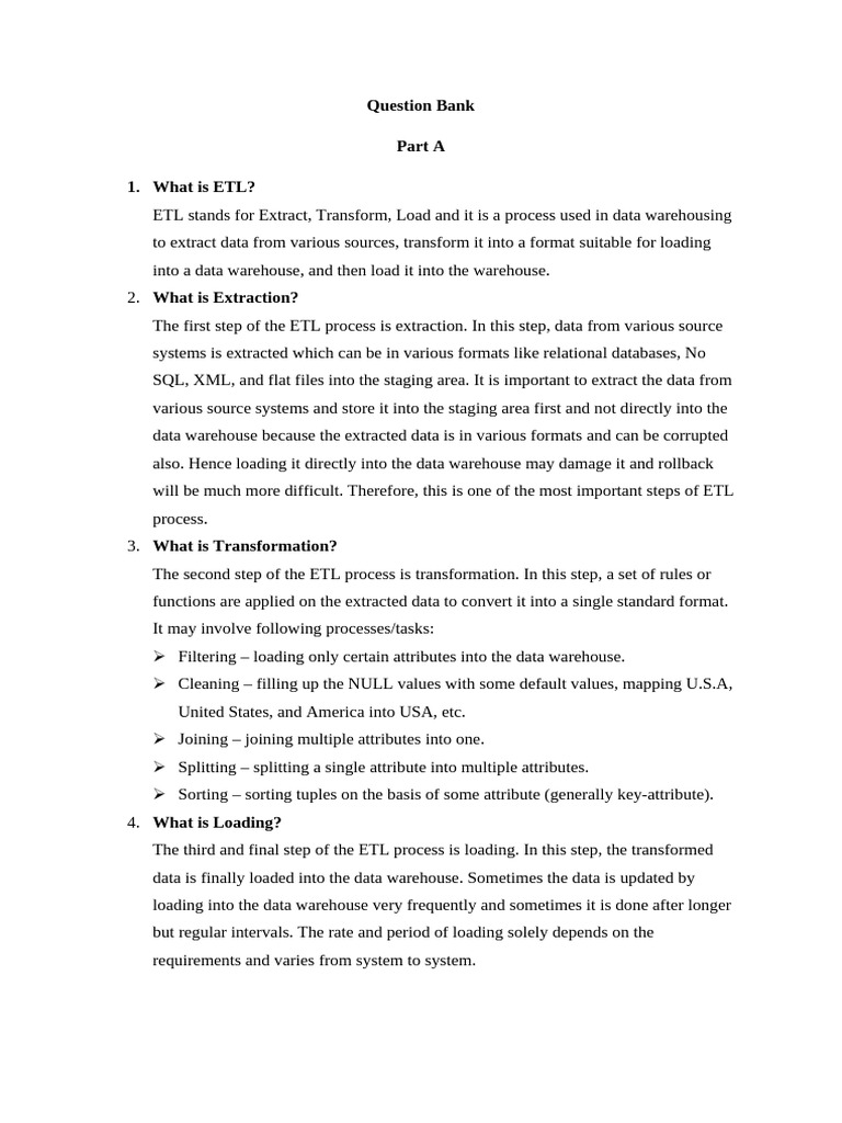 Unit 2 Question Bank | PDF | Data Warehouse | Computer Science