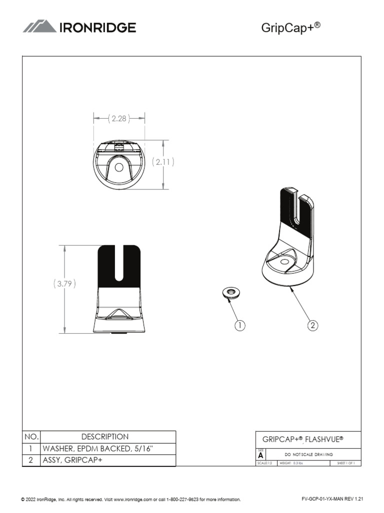 IronRidge FlashVue GripCap+ Installation Manual | PDF | Screw
