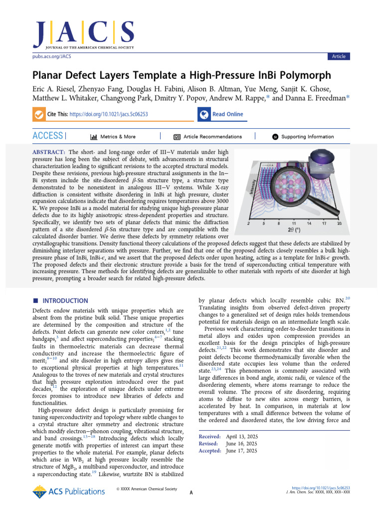 Riesel Et Al 2025 Planar Defect Layers Template A High Pressure Inbi ...