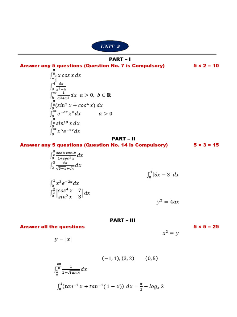 Integral Calculus Evaluation Problems | PDF | Area