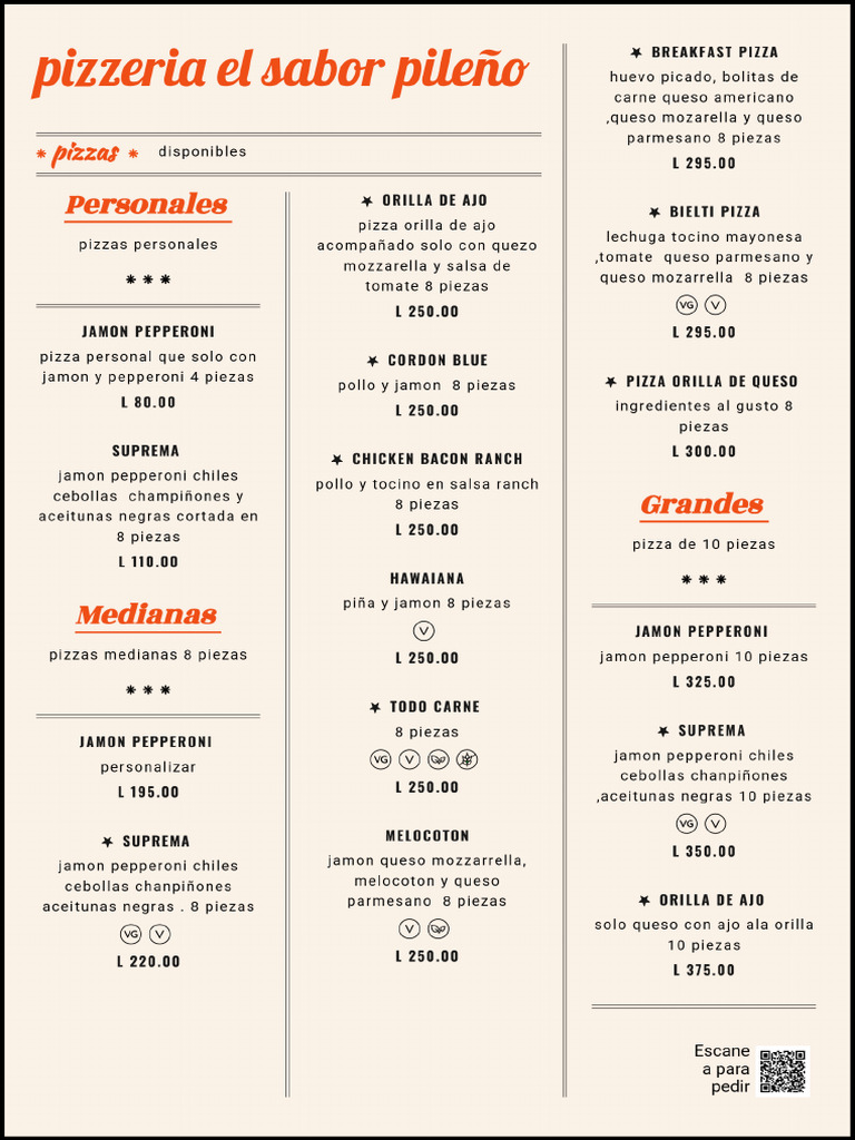 Pizzeria El Sabor Pileño - Menu | PDF
