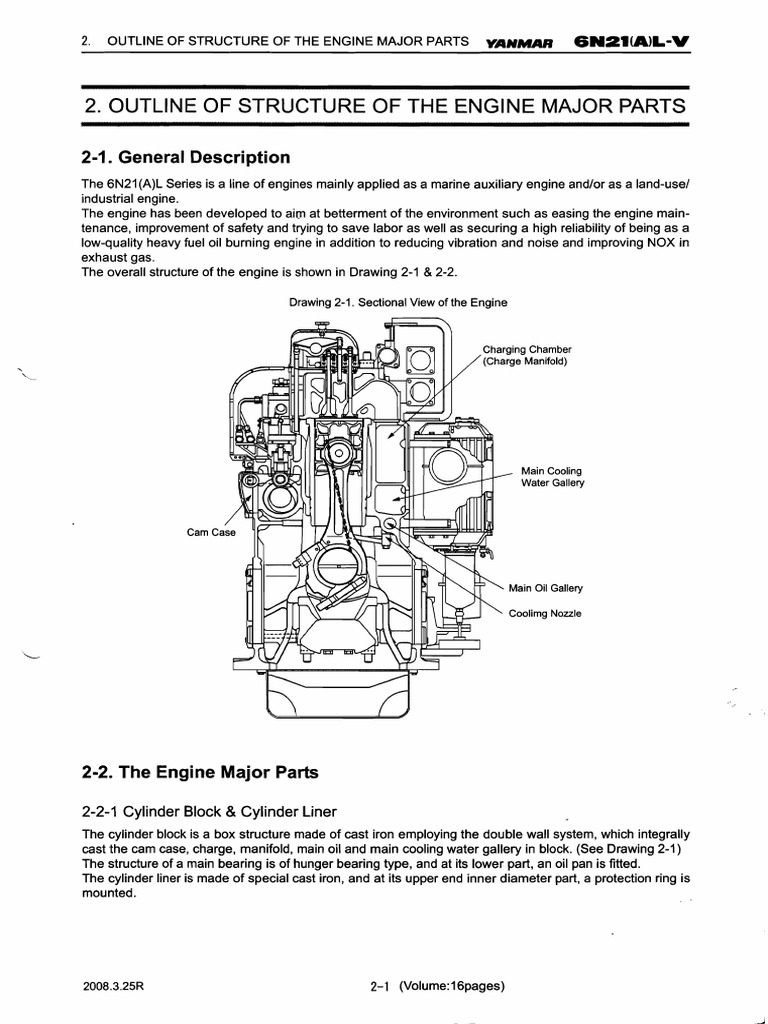 Yanmar 6N21(A)L Engine Structure Overview | PDF | Engines | Piston