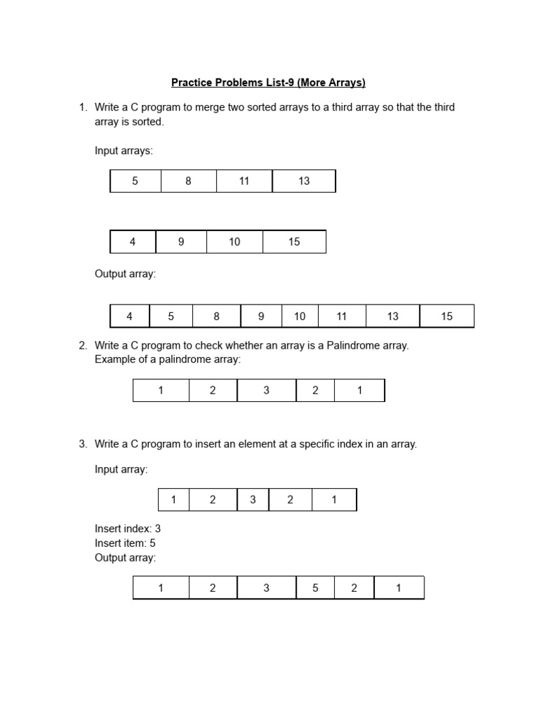Practice Problems List-9 (More Arrays) | PDF | Chess Theory | Chess