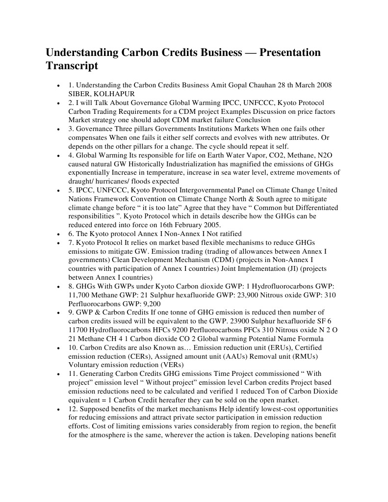 Understanding Carbon Credits Business | PDF | Clean Development ...