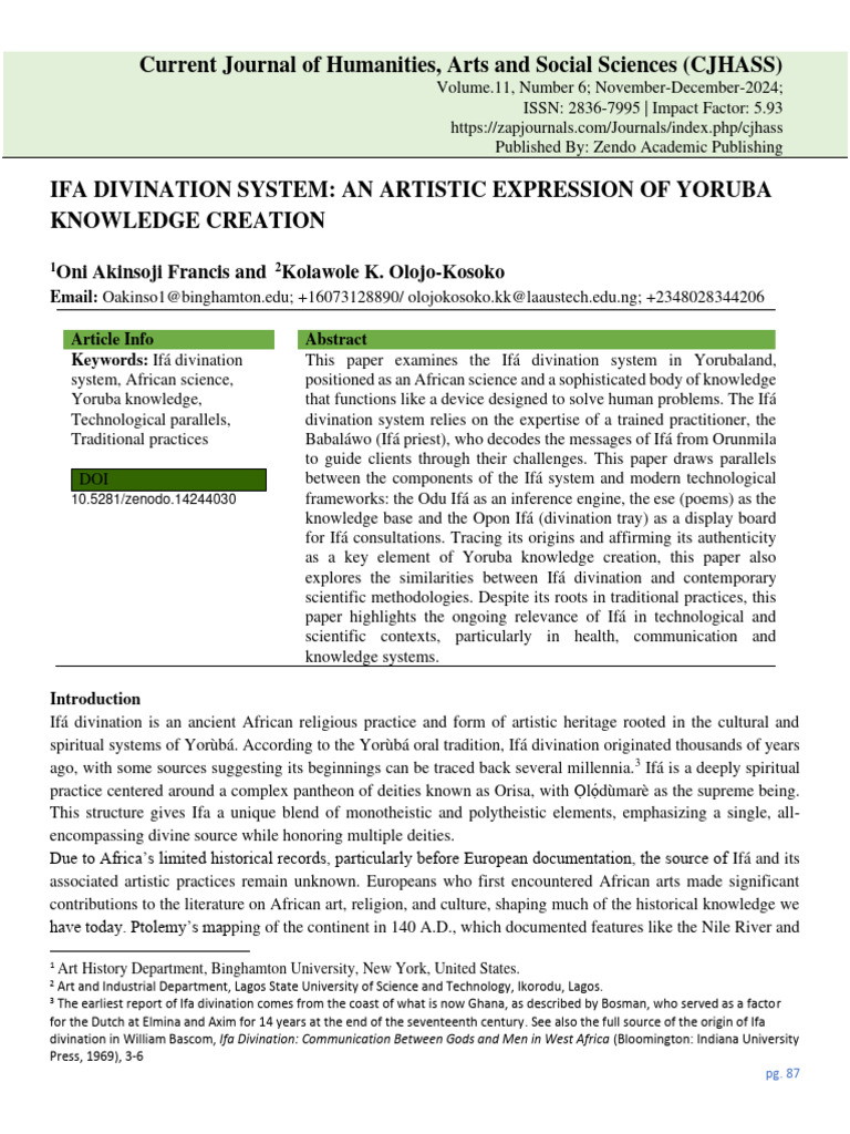 Ifa Divination System An Artistic Expres | PDF