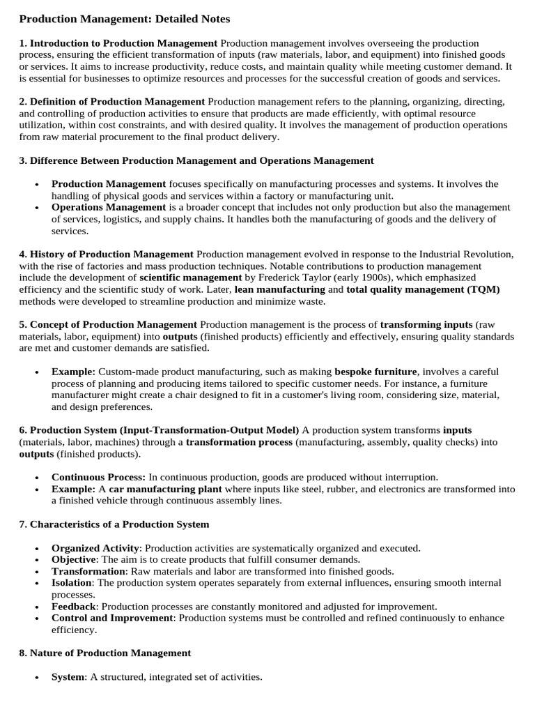 Production Management Overview and Examples | PDF | Business | Economies