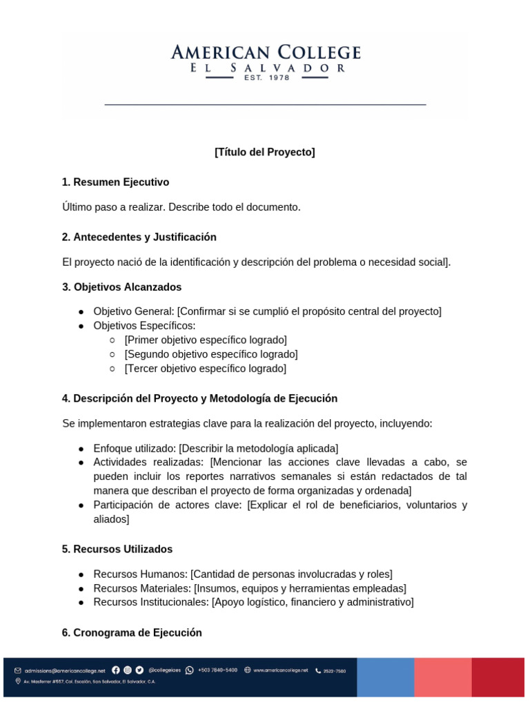 Informe Final de Proyecto Social | PDF